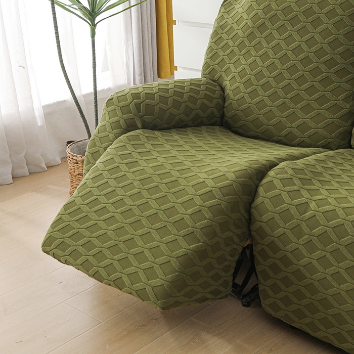 91家纺网 家纺一手货源 找家纺 千彤沙发垫 2025新款全包防尘芝华士沙发套-菱形格系列 橄榄绿