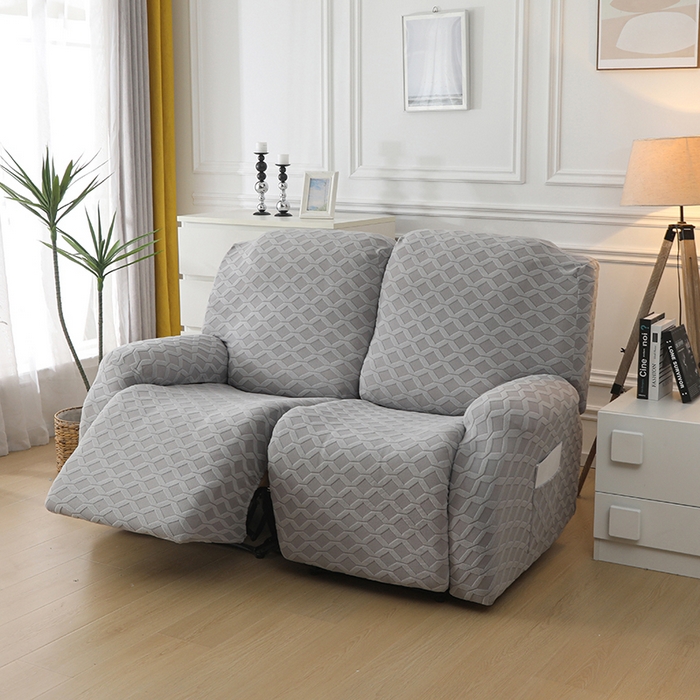 91家纺网 家纺一手货源 找家纺 千彤沙发垫 2025新款全包防尘芝华士沙发套-菱形格系列 银灰