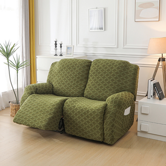 91家纺网 家纺一手货源 找家纺 千彤沙发垫 2025新款全包防尘芝华士沙发套-菱形格系列 橄榄绿