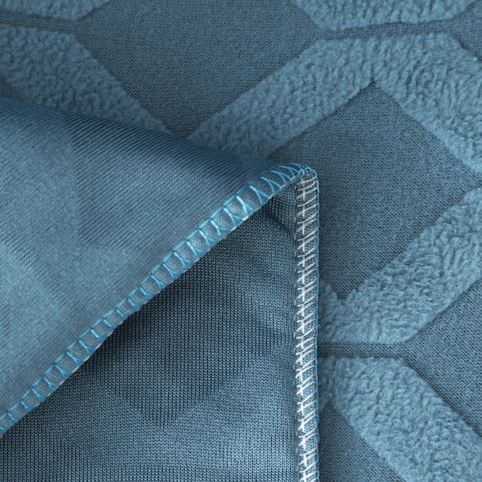 91家纺网 家纺一手货源 找家纺 千彤沙发垫 2025新款全包防尘芝华士沙发套-菱形格系列 水蓝