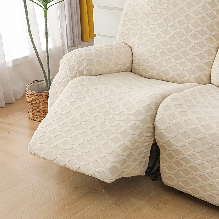 91家纺网 家纺一手货源 找家纺 千彤沙发垫 2025新款全包防尘芝华士沙发套-菱形格系列 米黄