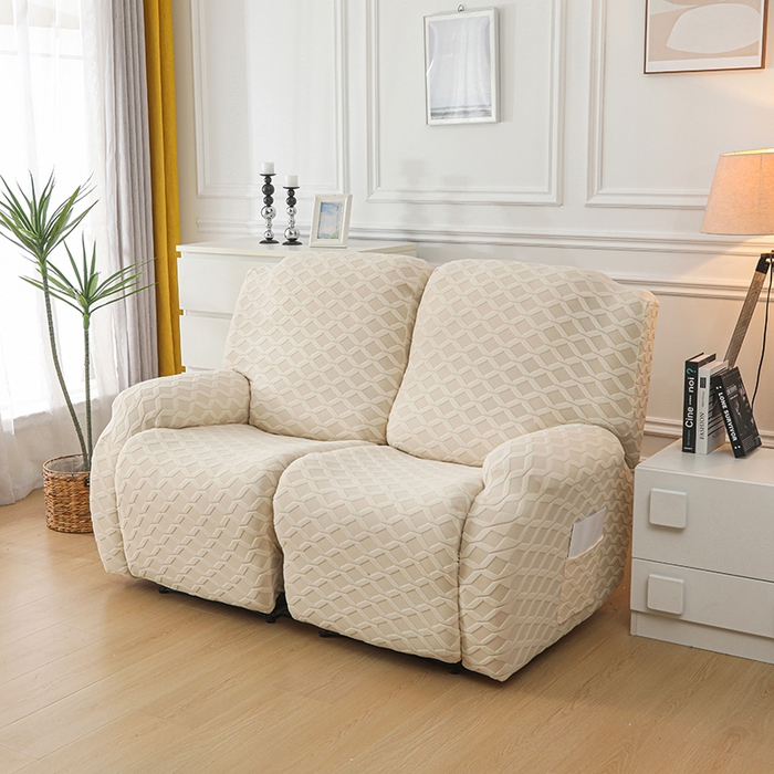 91家纺网 家纺一手货源 找家纺 千彤沙发垫 2025新款全包防尘芝华士沙发套-菱形格系列 米黄