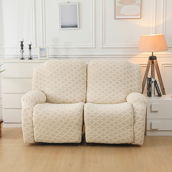 91家纺网 家纺一手货源 找家纺 千彤沙发垫 2025新款全包防尘芝华士沙发套-菱形格系列 米黄