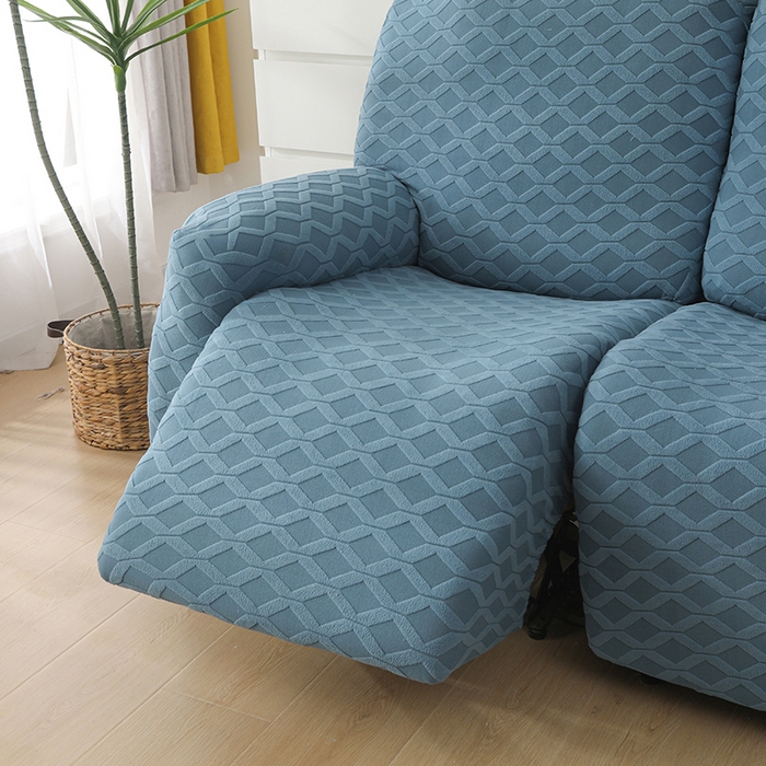 91家纺网 家纺一手货源 找家纺 千彤沙发垫 2025新款全包防尘芝华士沙发套-菱形格系列 水蓝