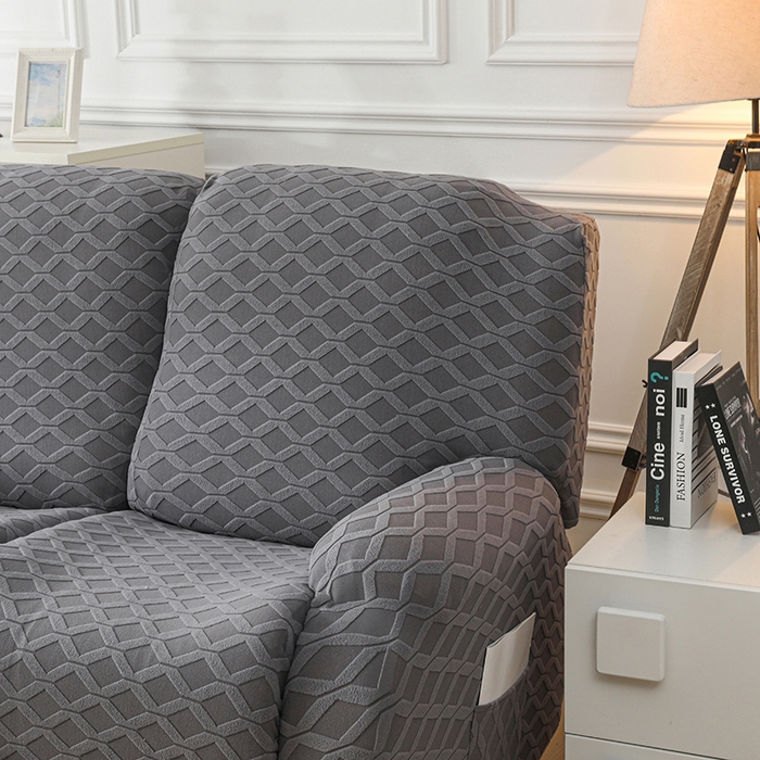 91家纺网 家纺一手货源 找家纺 千彤沙发垫 2025新款全包防尘芝华士沙发套-菱形格系列 深灰