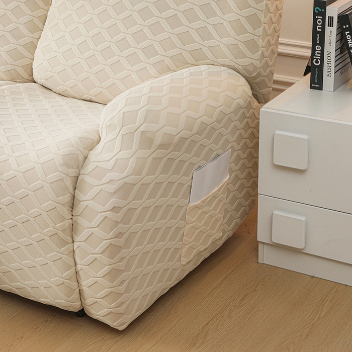 91家纺网 家纺一手货源 找家纺 千彤沙发垫 2025新款全包防尘芝华士沙发套-菱形格系列 米黄