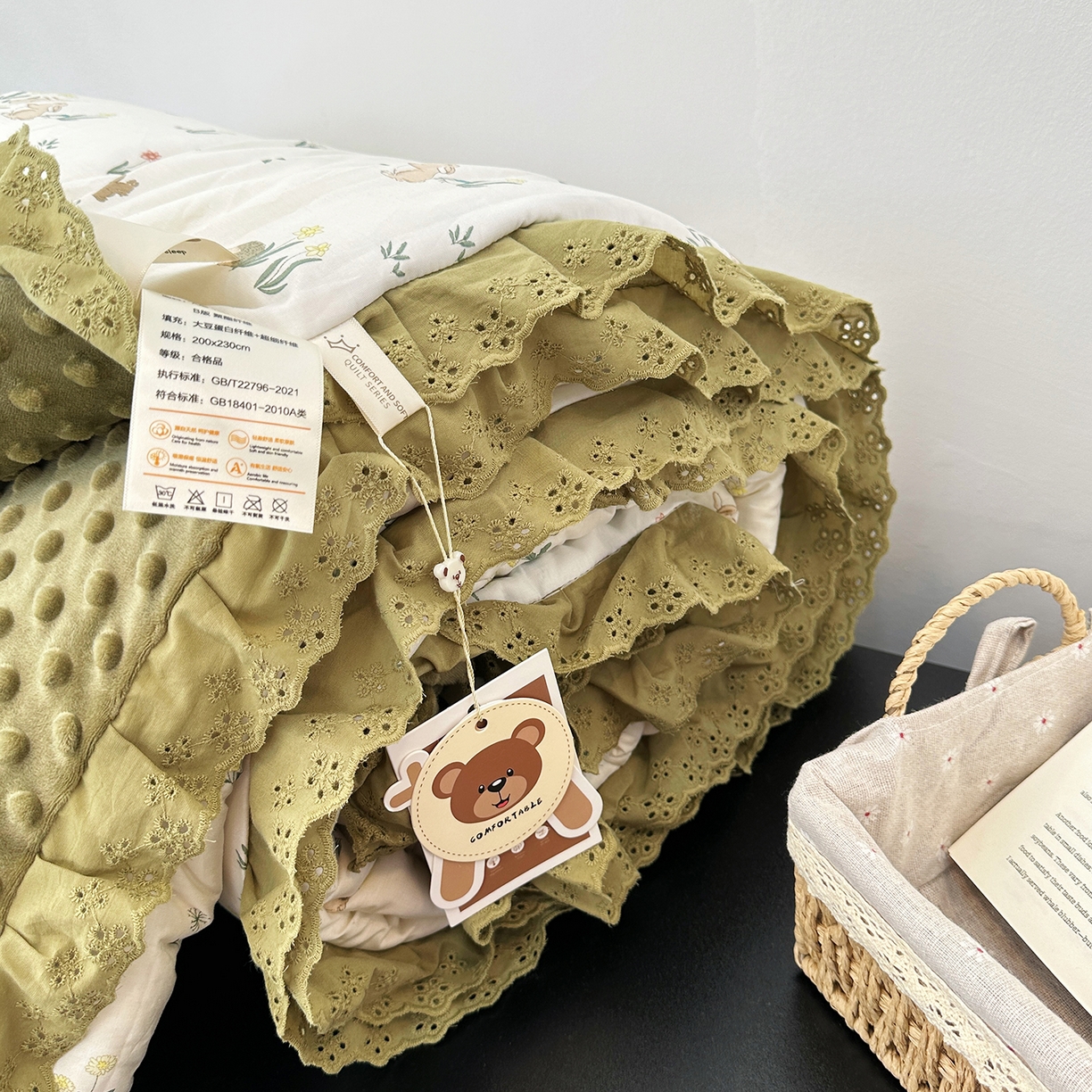 91家纺网 家纺一手货源 找家纺 佰织鑫家居 2025秋冬加厚纯棉全棉法式豆豆被被子被芯 野餐兔