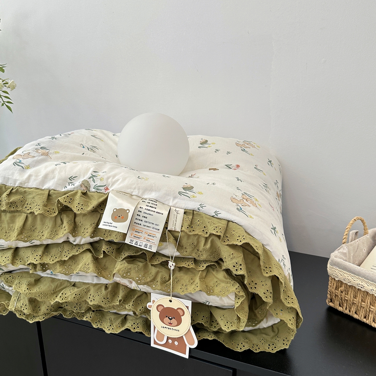 91家纺网 家纺一手货源 找家纺 佰织鑫家居 2025秋冬加厚纯棉全棉法式豆豆被被子被芯 野餐兔