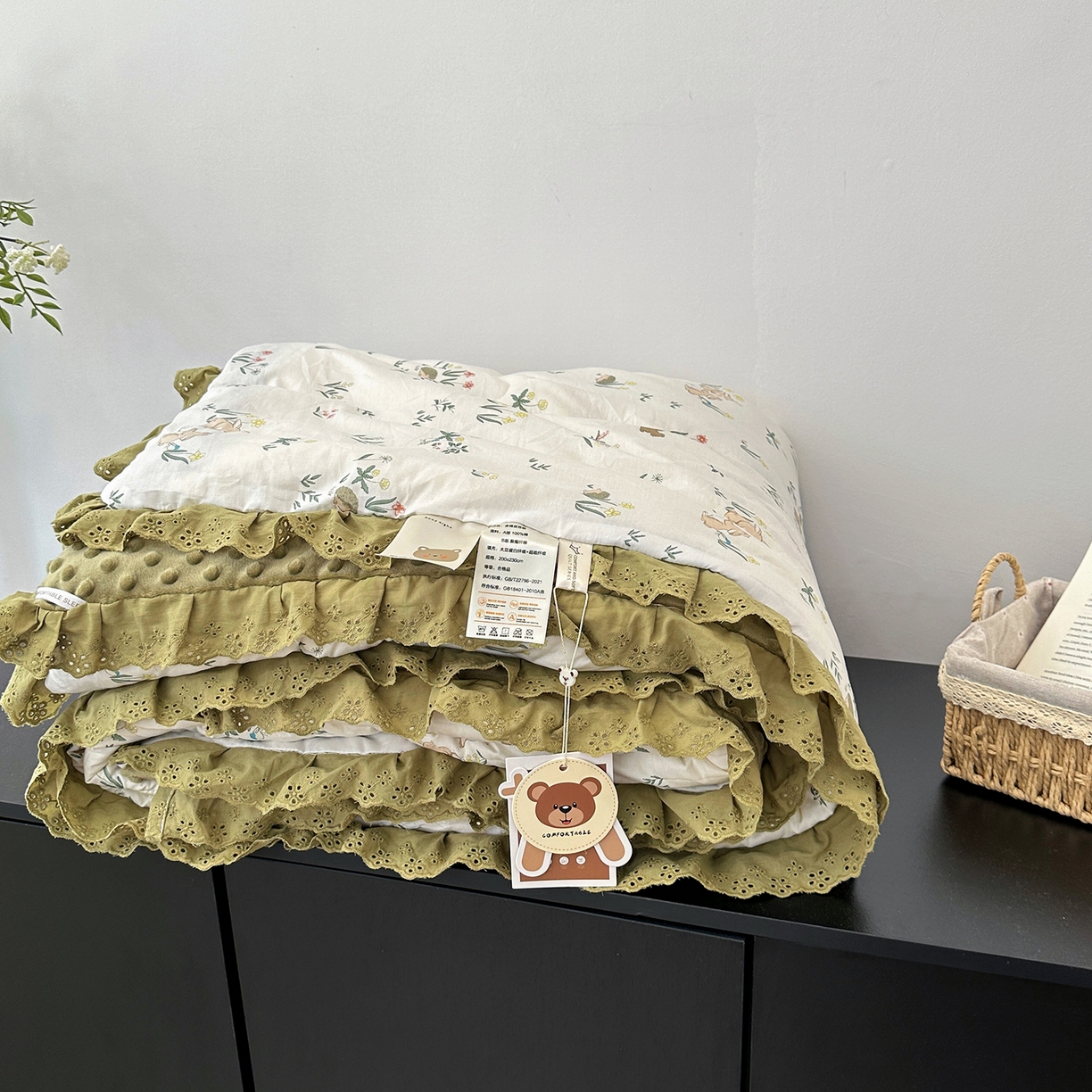 91家纺网 家纺一手货源 找家纺 佰织鑫家居 2025秋冬加厚纯棉全棉法式豆豆被被子被芯 野餐兔