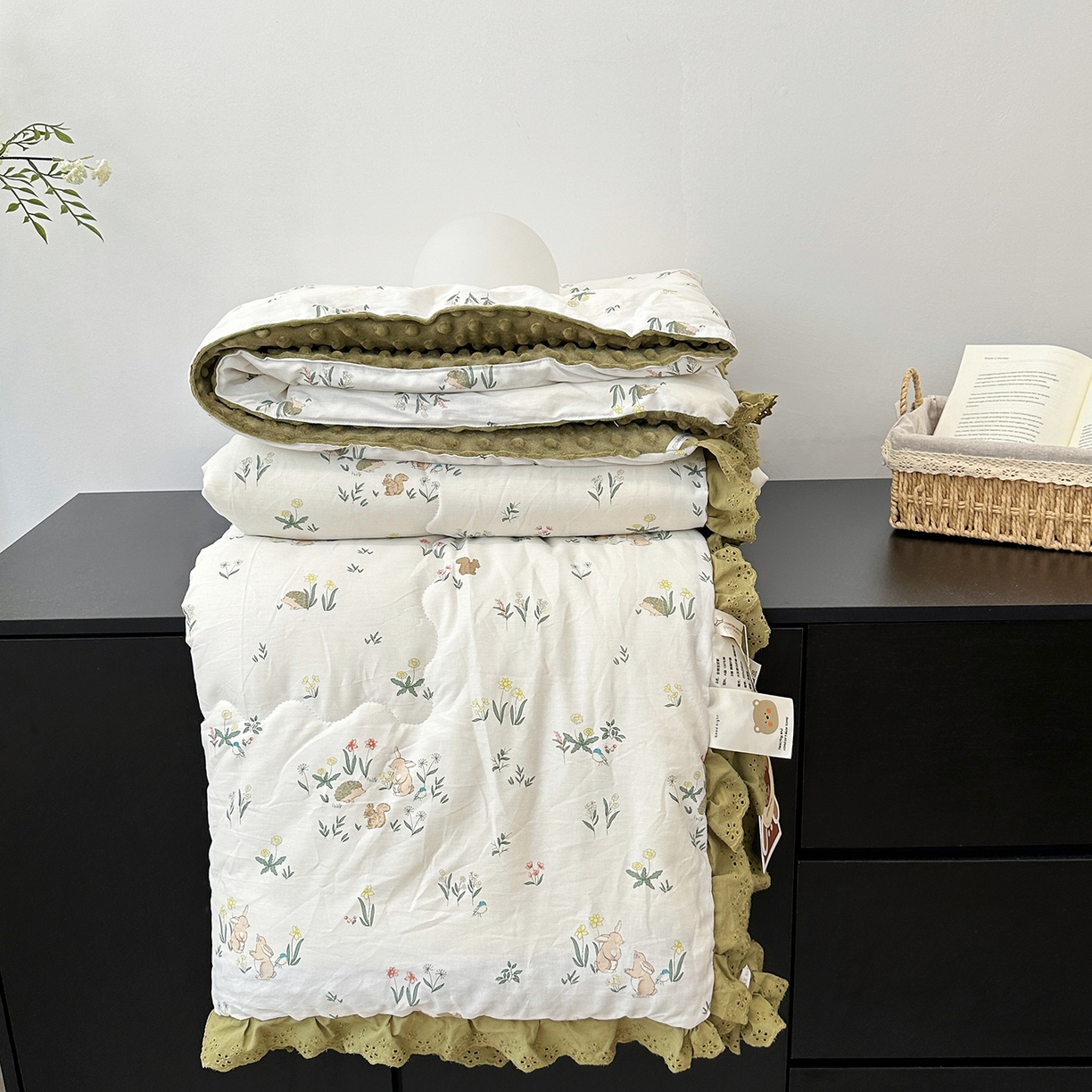 91家纺网 家纺一手货源 找家纺 佰织鑫家居 2025秋冬加厚纯棉全棉法式豆豆被被子被芯 野餐兔