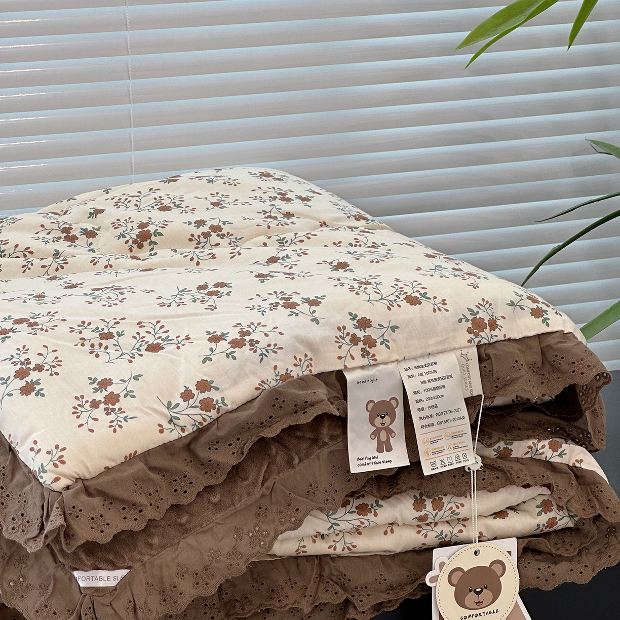 91家纺网 家纺一手货源 找家纺 佰织鑫家居 2025秋冬加厚纯棉全棉法式豆豆被被子被芯 月桂