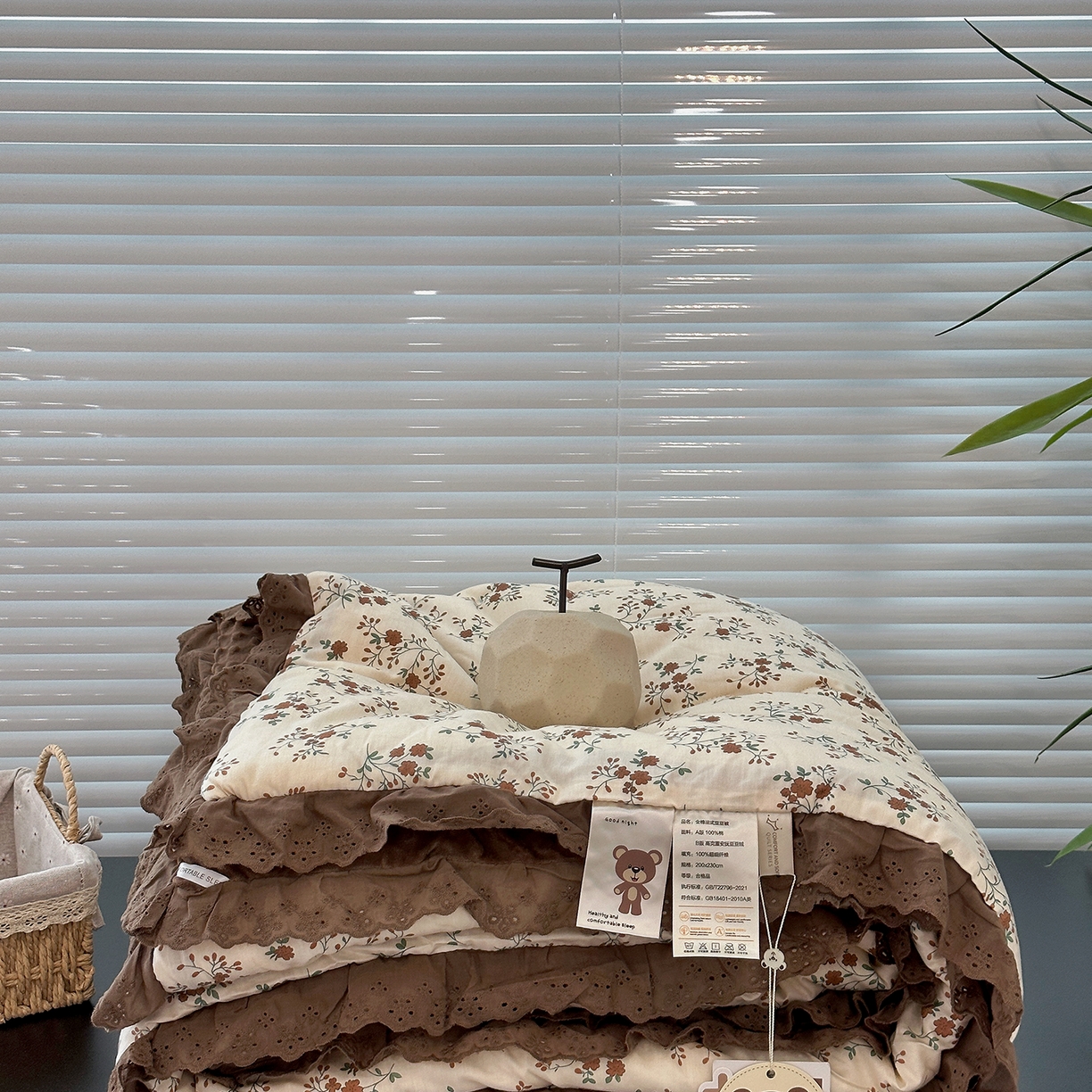 91家纺网 家纺一手货源 找家纺 佰织鑫家居 2025秋冬加厚纯棉全棉法式豆豆被被子被芯 月桂