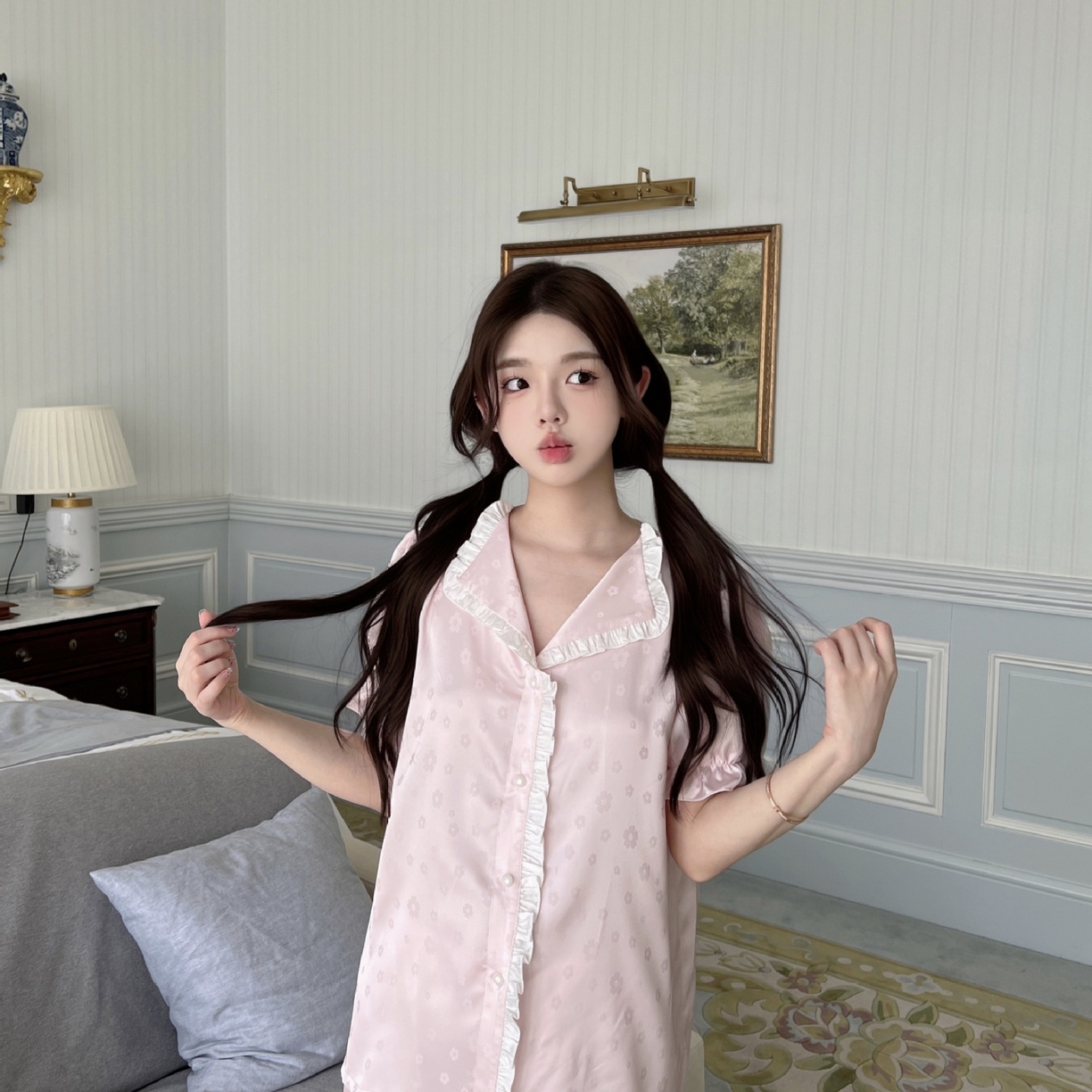 91家纺网 家纺一手货源 找家纺 （总）妍景家居生活馆 2025新款冰雪丝木耳边花朵套装