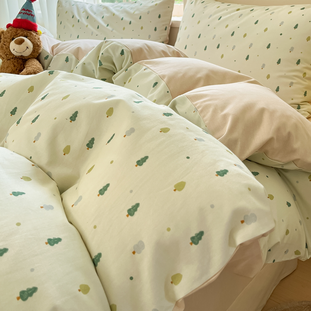 西引力 2025新款纯棉磨毛数码印花单品四件套 小松树