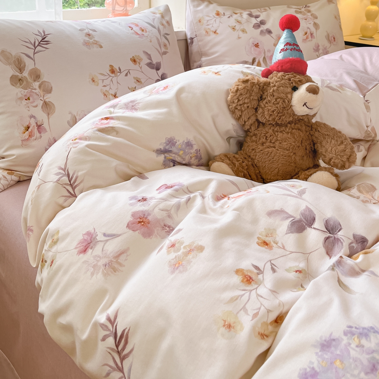 91家纺网 家纺一手货源 找家纺 西引力 2025新款纯棉磨毛数码印花单品四件套 半夏