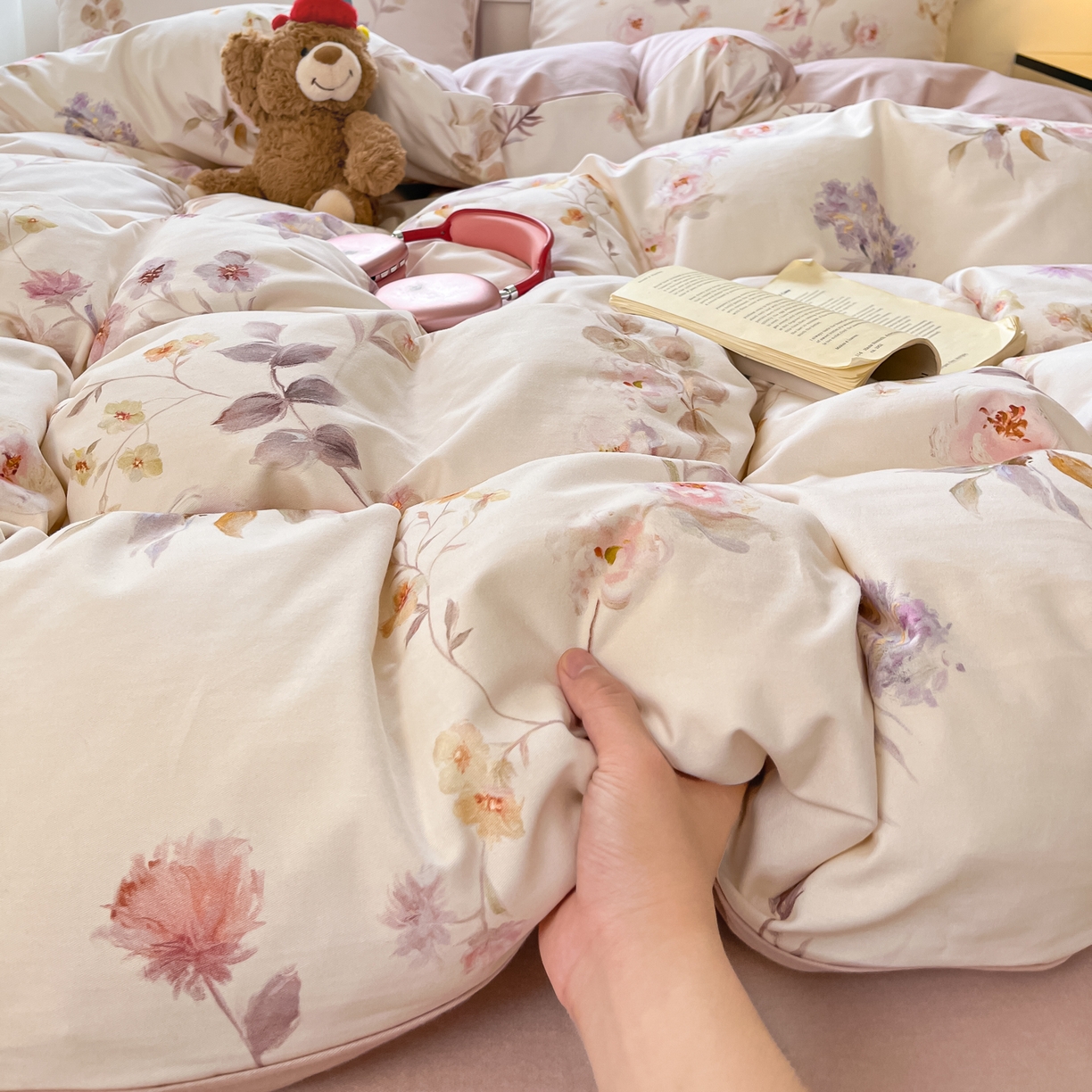 91家纺网 家纺一手货源 找家纺 西引力 2025新款纯棉磨毛数码印花单品四件套 半夏