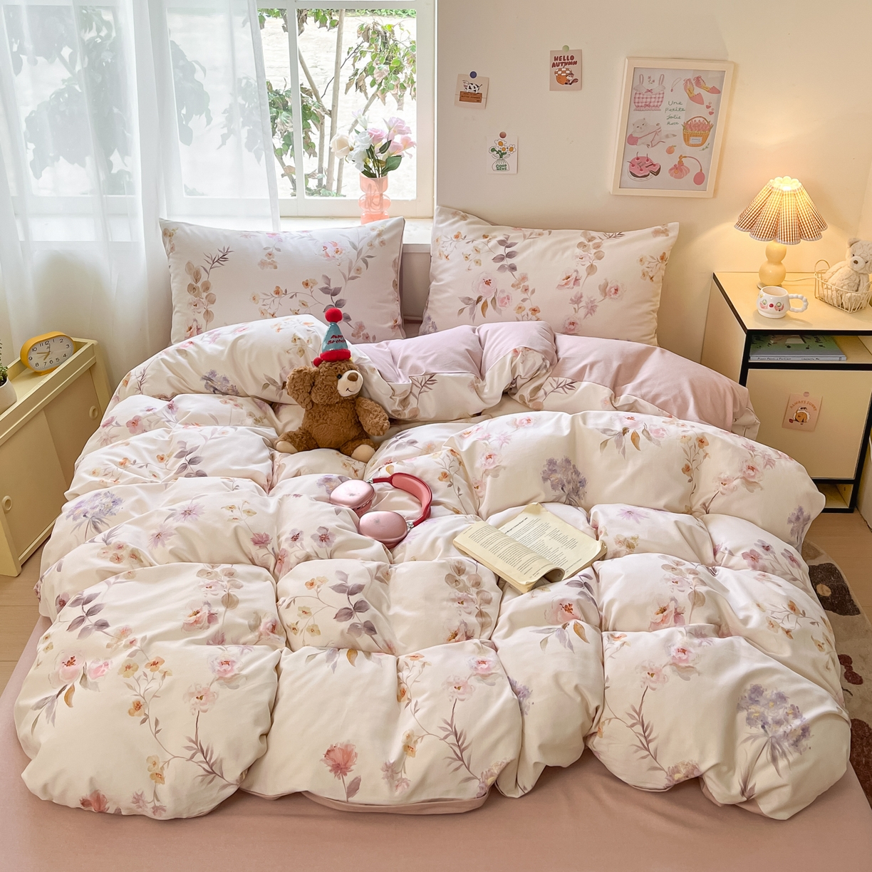 91家纺网 家纺一手货源 找家纺 西引力 2025新款纯棉磨毛数码印花单品四件套 半夏