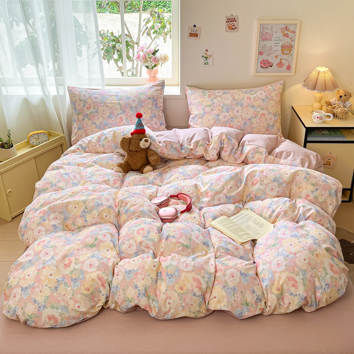 91家纺网 家纺一手货源 找家纺 西引力 2025新款纯棉磨毛数码印花单品四件套 初恋