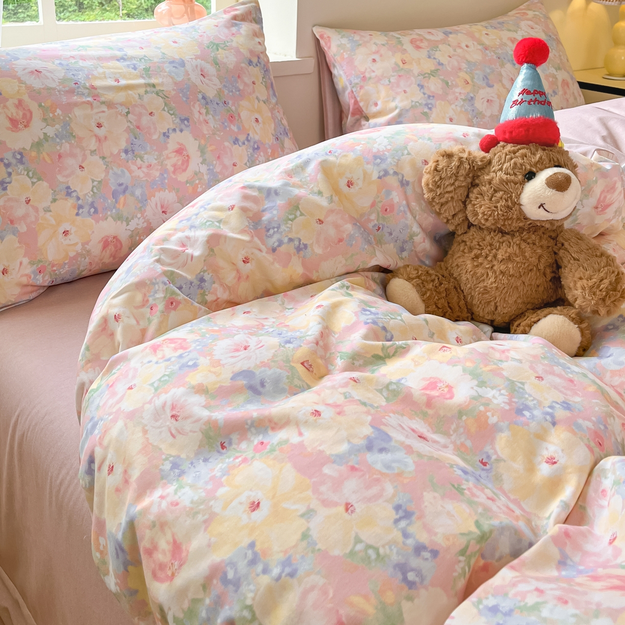 91家纺网 家纺一手货源 找家纺 西引力 2025新款纯棉磨毛数码印花单品四件套 初恋