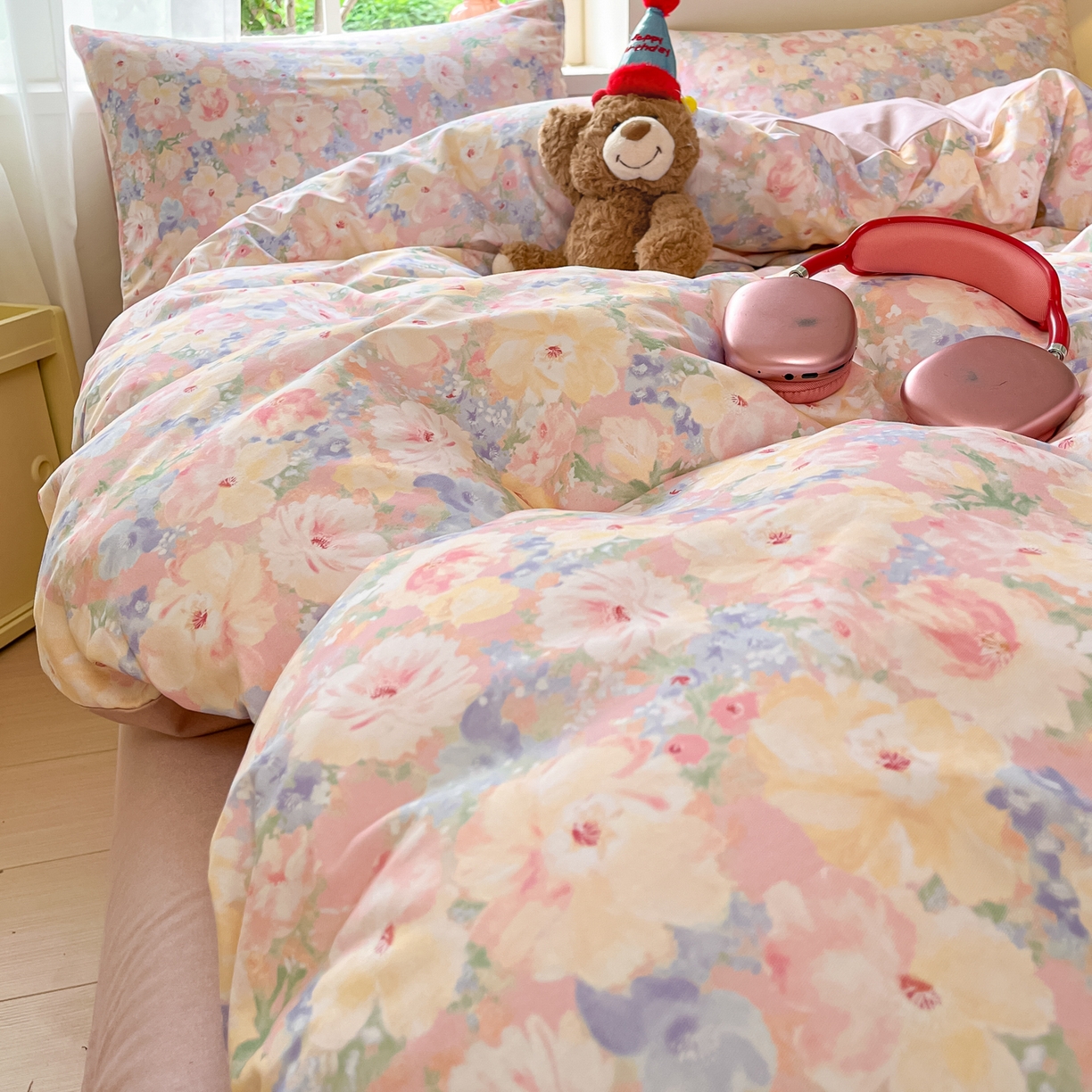 91家纺网 家纺一手货源 找家纺 西引力 2025新款纯棉磨毛数码印花单品四件套 初恋