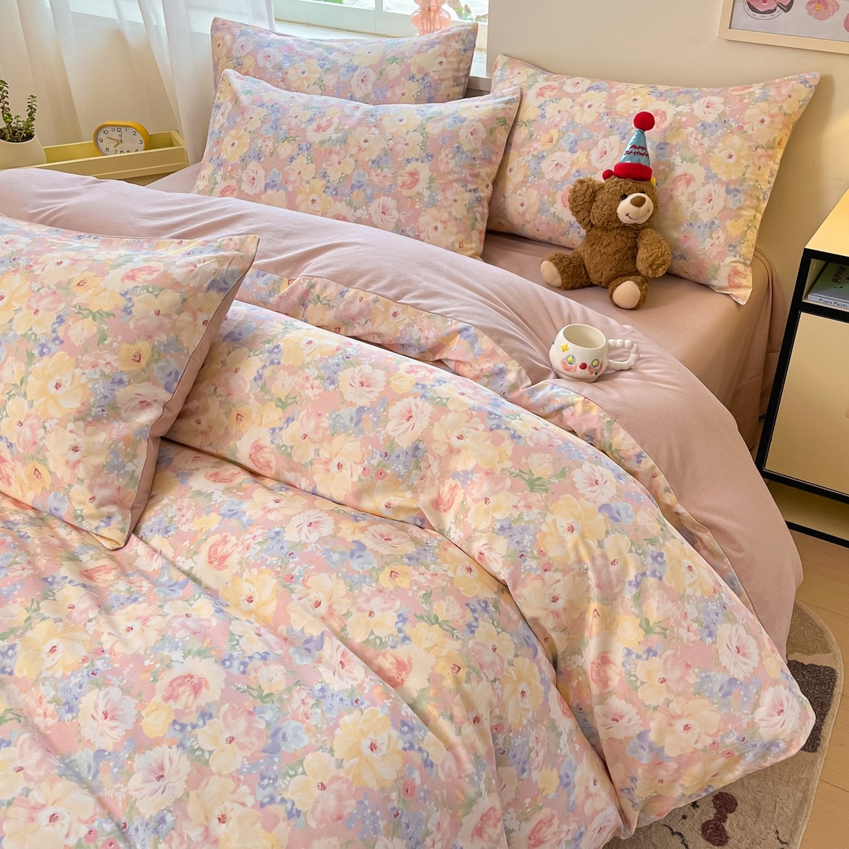 91家纺网 家纺一手货源 找家纺 西引力 2025新款纯棉磨毛数码印花单品四件套 初恋