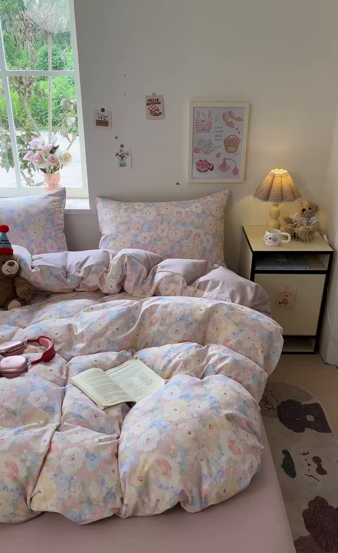 91家纺网 家纺一手货源 找家纺 西引力 2025新款纯棉磨毛数码印花单品四件套 初恋