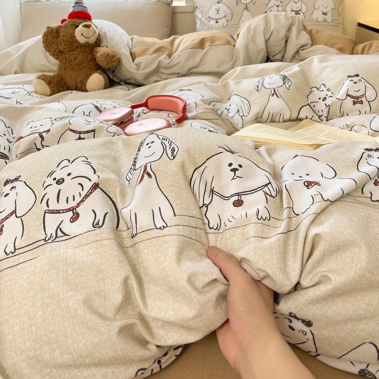 91家纺网 家纺一手货源 找家纺 西引力 2025新款纯棉磨毛数码印花单品四件套 大耳朵