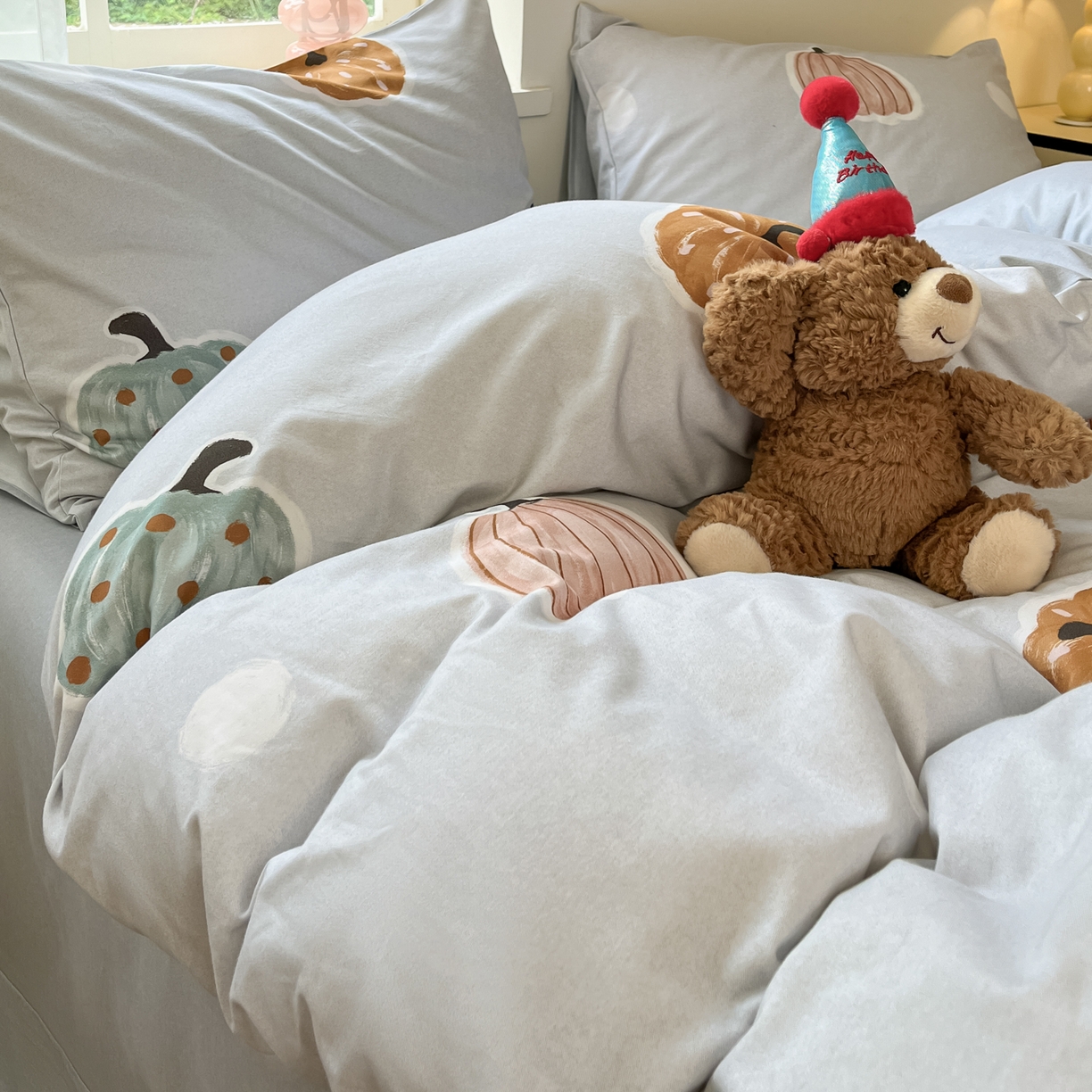 91家纺网 家纺一手货源 找家纺 西引力 2025新款纯棉磨毛数码印花单品四件套 南瓜