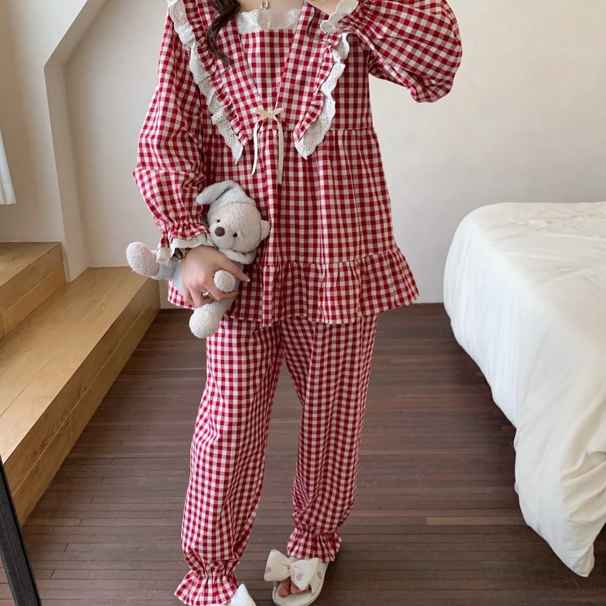 91家纺网 家纺一手货源 找家纺 （总）妍景家居生活馆 2025新款蕾丝花边格子