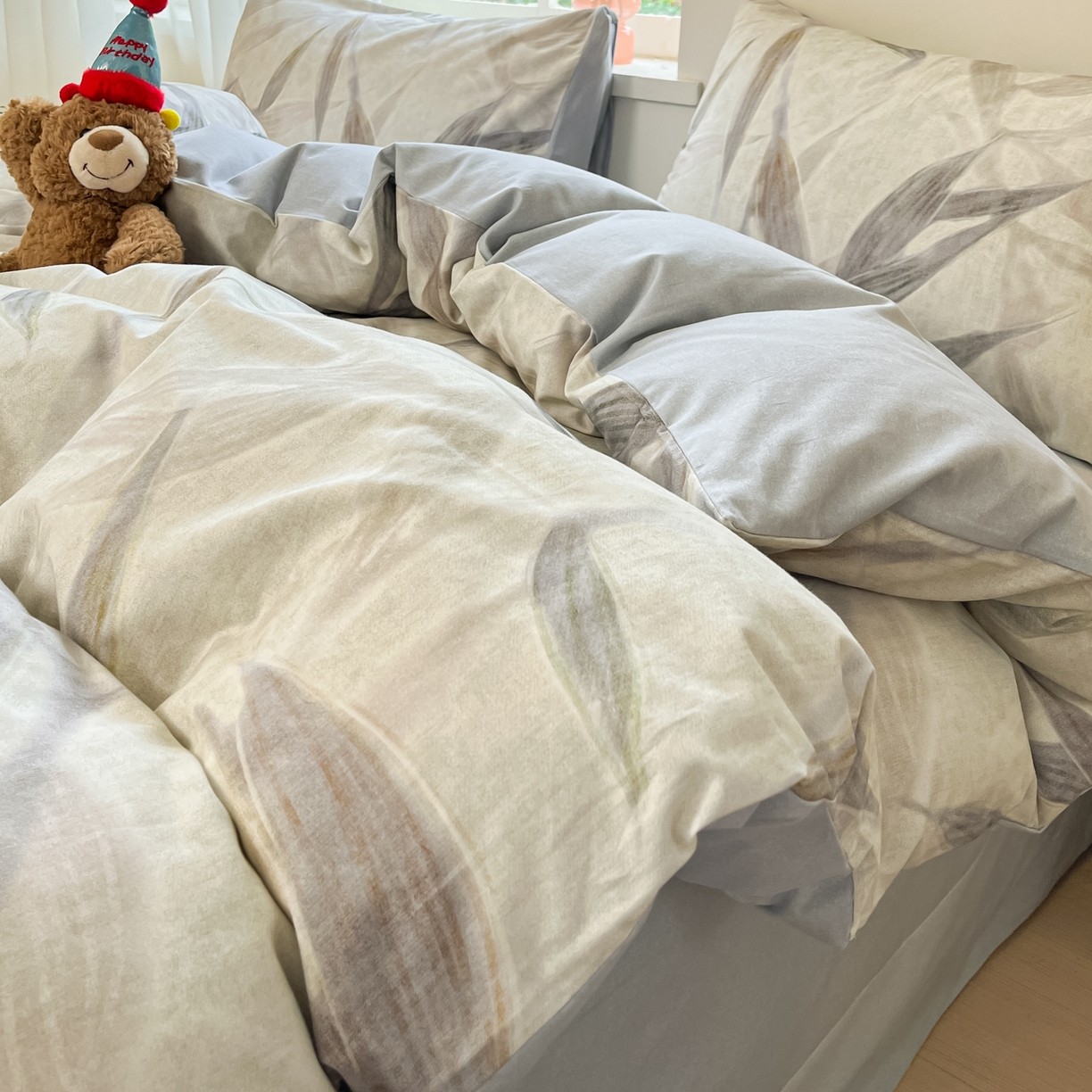 西引力 2025新款纯棉磨毛数码印花单品四件套 竹叶