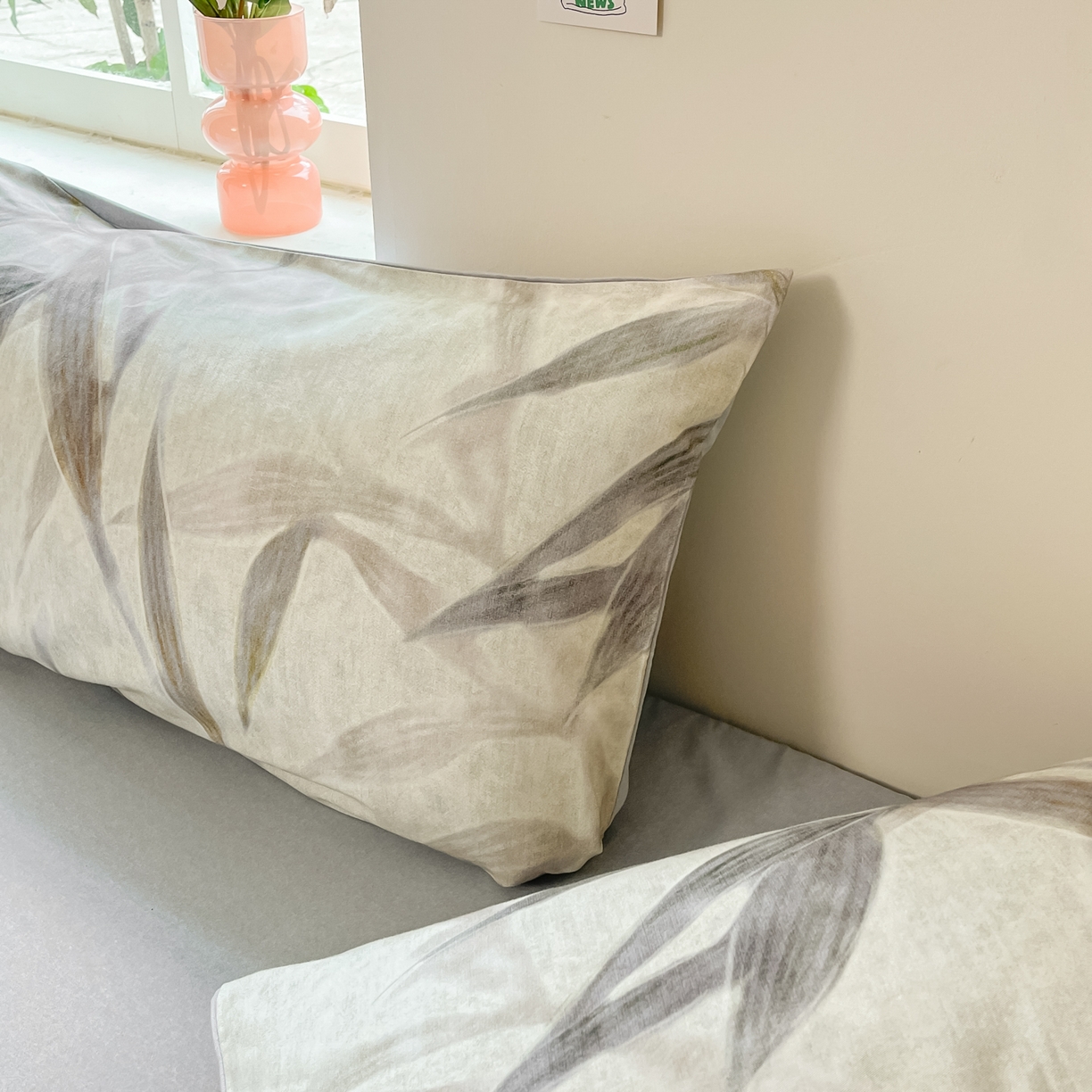 91家纺网 家纺一手货源 找家纺 西引力 2025新款纯棉磨毛数码印花单品四件套 竹叶