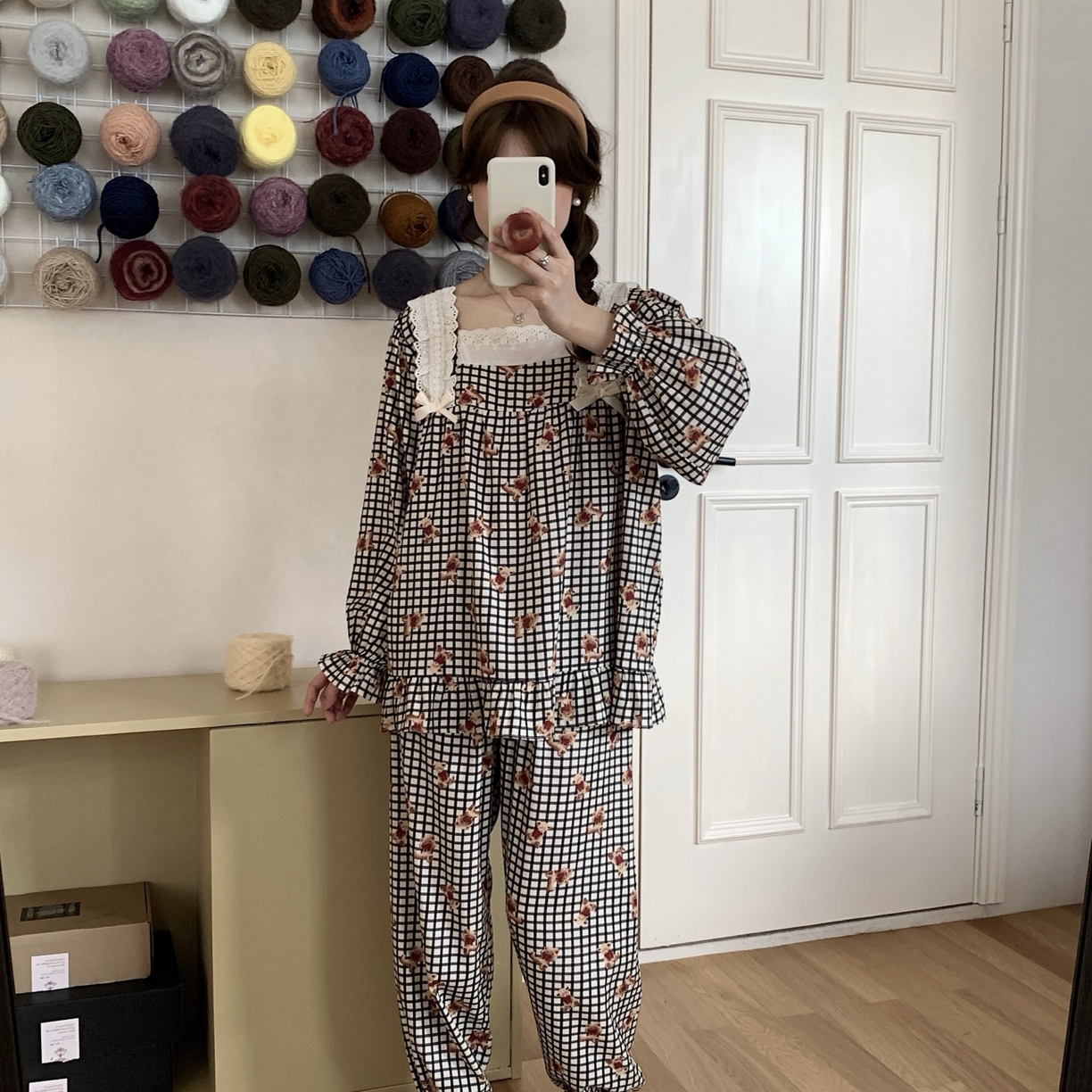 91家纺网 家纺一手货源 找家纺 妍景家居生活馆 2025新款荷叶边印花小熊 咖色