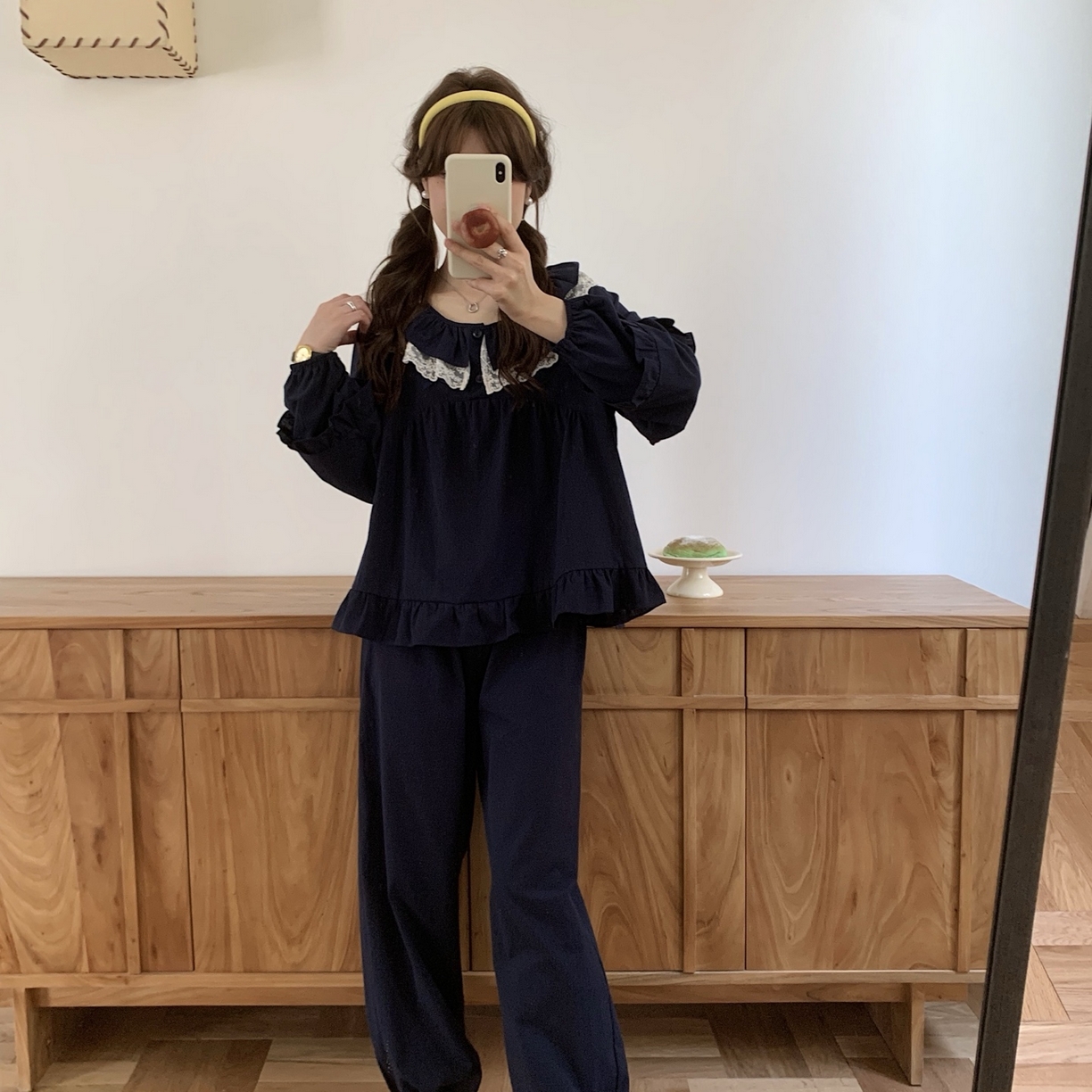 91家纺网 家纺一手货源 找家纺 （总）妍景家居生活馆 2025新款木耳边蕾丝圆领套装