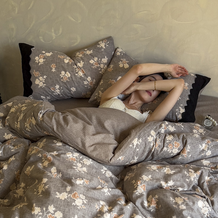 91家纺网 家纺一手货源 找家纺 （总）繁花家居 2025秋冬磨毛复古亚麻棉麻提花超软四件套