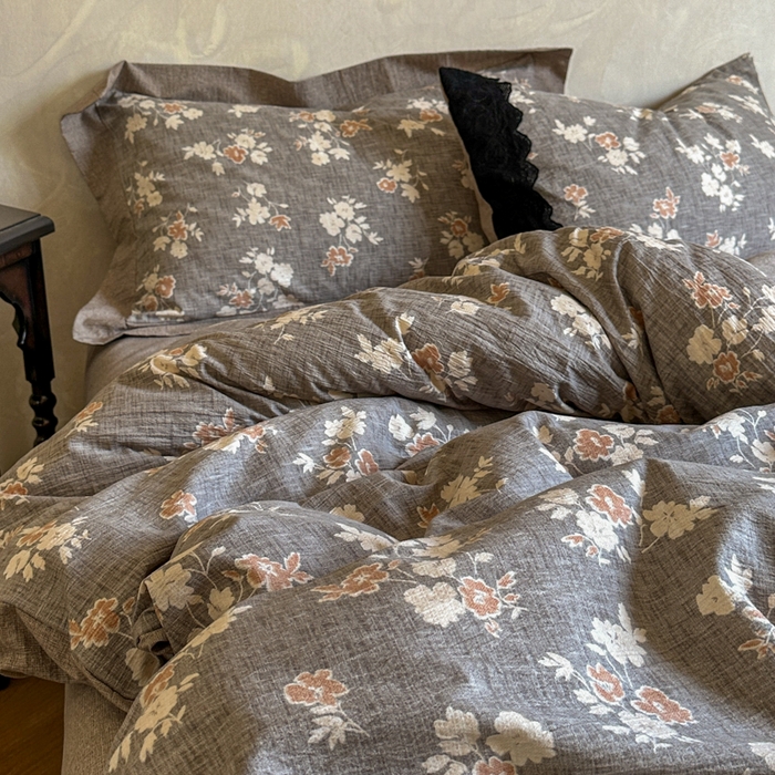 91家纺网 家纺一手货源 找家纺 （总）繁花家居 2025秋冬磨毛复古亚麻棉麻提花超软四件套