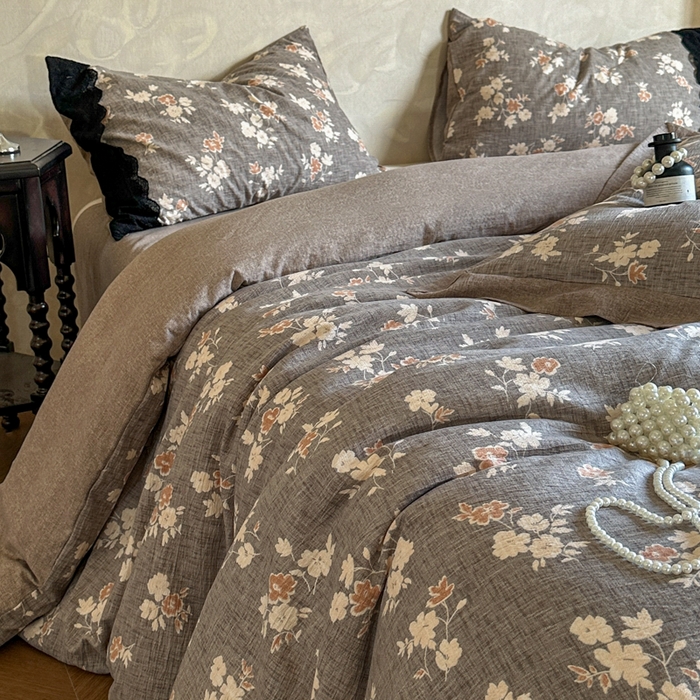 91家纺网 家纺一手货源 找家纺 （总）繁花家居 2025秋冬磨毛复古亚麻棉麻提花超软四件套