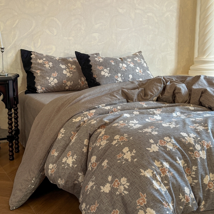 91家纺网 家纺一手货源 找家纺 （总）繁花家居 2025秋冬磨毛复古亚麻棉麻提花超软四件套