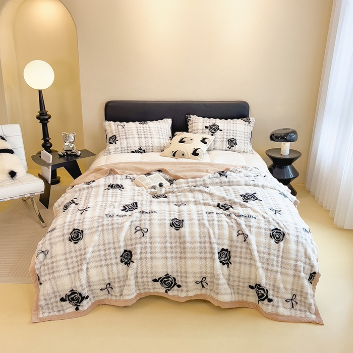 91家纺网 家纺一手货源 找家纺 摩妮卡 2025新款600克大泡泡兔毛复合毛毯牛奶绒