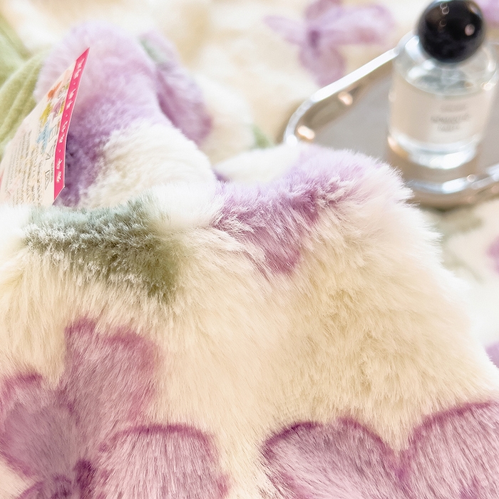 91家纺网 家纺一手货源 找家纺 摩妮卡 2025新款热款直播600克大泡泡兔毛复合毛毯牛奶绒 暗香紫苑