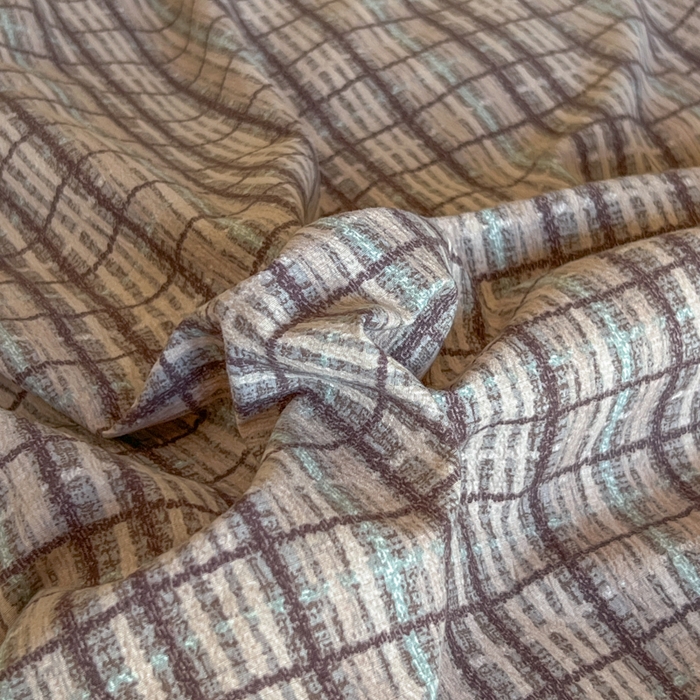 91家纺网 家纺一手货源 找家纺 繁花家居 2025秋冬磨毛复古亚麻棉麻提花超软四件套 暖棕格纹