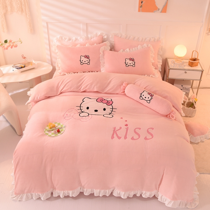 91家纺网 家纺一手货源 找家纺 （总）绒世界 2025新款高端牛奶绒卡通刺绣牛奶绒四件套