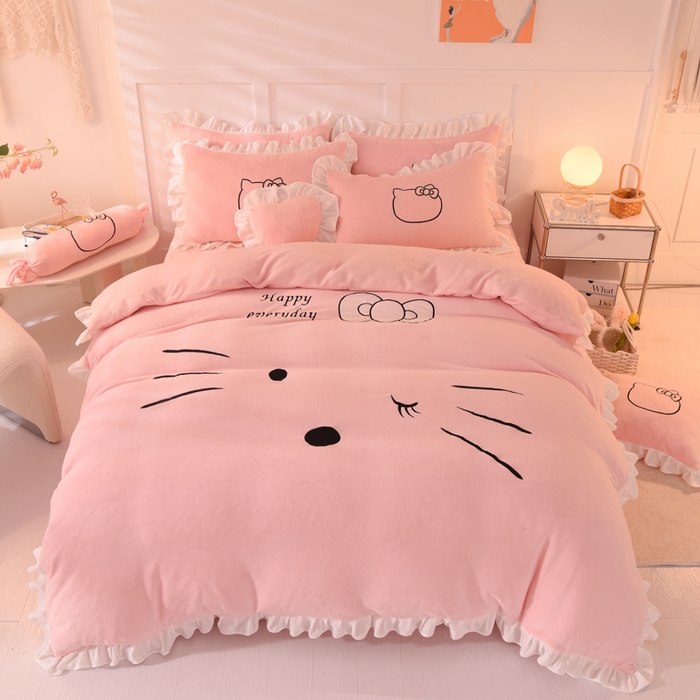 91家纺网 家纺一手货源 找家纺 （总）绒世界 2025新款高端牛奶绒卡通刺绣牛奶绒四件套