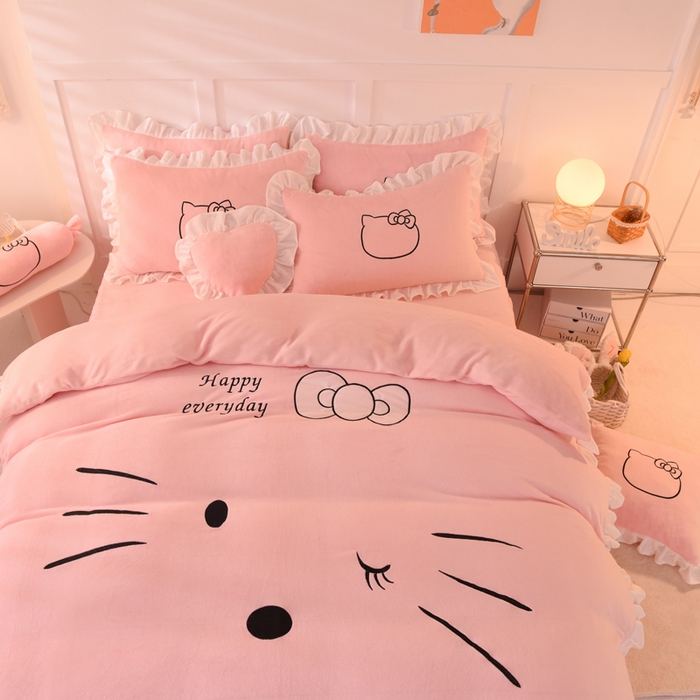 91家纺网 家纺一手货源 找家纺 （总）绒世界 2025新款高端牛奶绒卡通刺绣牛奶绒四件套