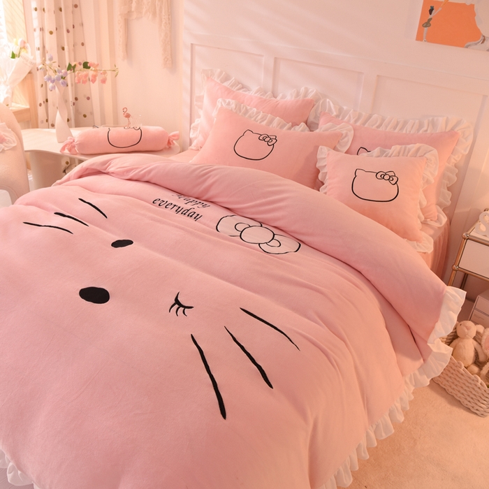 91家纺网 家纺一手货源 找家纺 （总）绒世界 2025新款高端牛奶绒卡通刺绣牛奶绒四件套