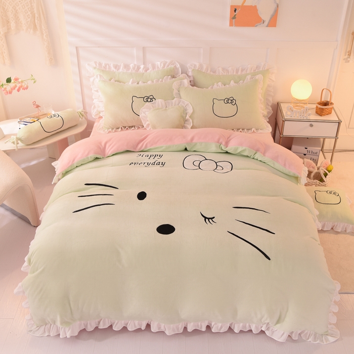 91家纺网 家纺一手货源 找家纺 （总）绒世界 2025新款高端牛奶绒卡通刺绣牛奶绒四件套