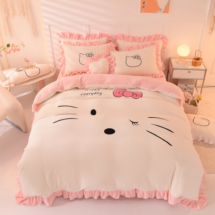 91家纺网 家纺一手货源 找家纺 （总）绒世界 2025新款高端牛奶绒卡通刺绣牛奶绒四件套