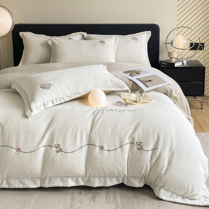 91家纺网 家纺一手货源 找家纺 （总）绒世界 2025新款秋冬加厚公主日记牛奶绒四件套