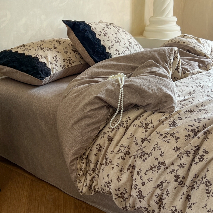 91家纺网 家纺一手货源 找家纺 （总）繁花家居 2025秋冬磨毛复古亚麻棉麻提花超软四件套