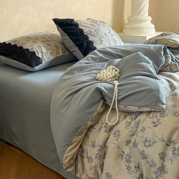 91家纺网 家纺一手货源 找家纺 （总）繁花家居 2025秋冬磨毛复古亚麻棉麻提花超软四件套