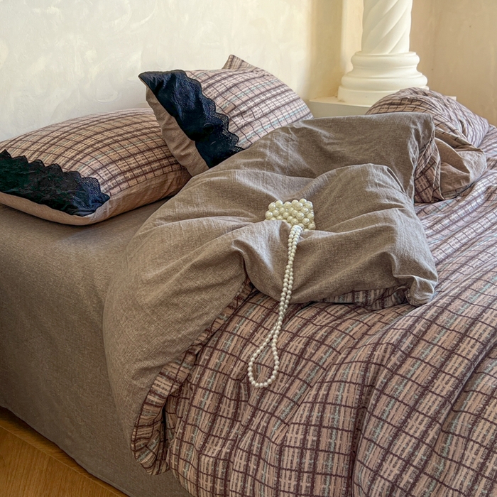 91家纺网 家纺一手货源 找家纺 （总）繁花家居 2025秋冬磨毛复古亚麻棉麻提花超软四件套